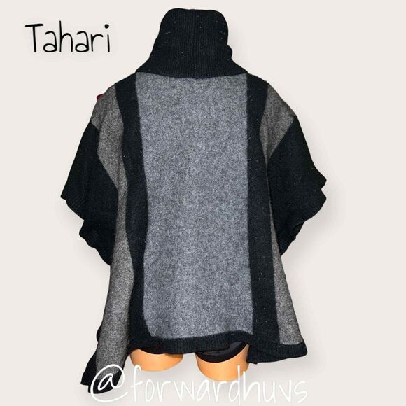 Tahari Wool Blend Poncho Sweater with Cowl Neck Size Small - Picture 6 of 12